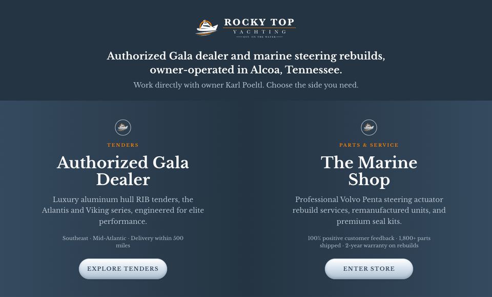 The Rocky Top Yachting website